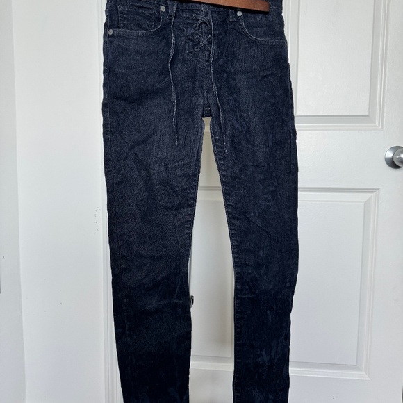 RARE Levi’s Made and Crafted Lace-Up Cigarette Slim Velvet Denim Jeans - Picture 5 of 8